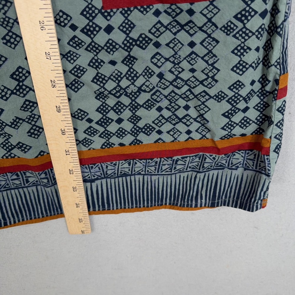 Gramicci Dress Womens Small Green Geometric Henley 3/4 Sleeve Boho Tribal Cotton - Picture 10 of 12